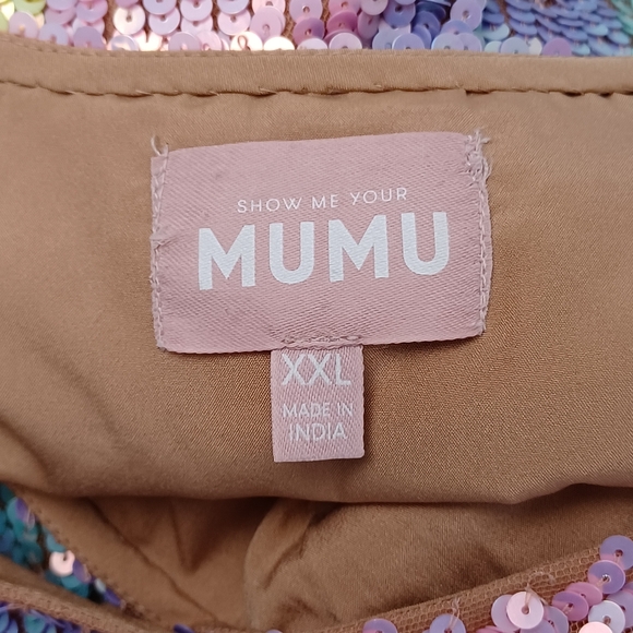 Show Me Your MuMu Rainbow Stripe Sequins Dress Size XXL Women Party Long Sleeve - Picture 3 of 16